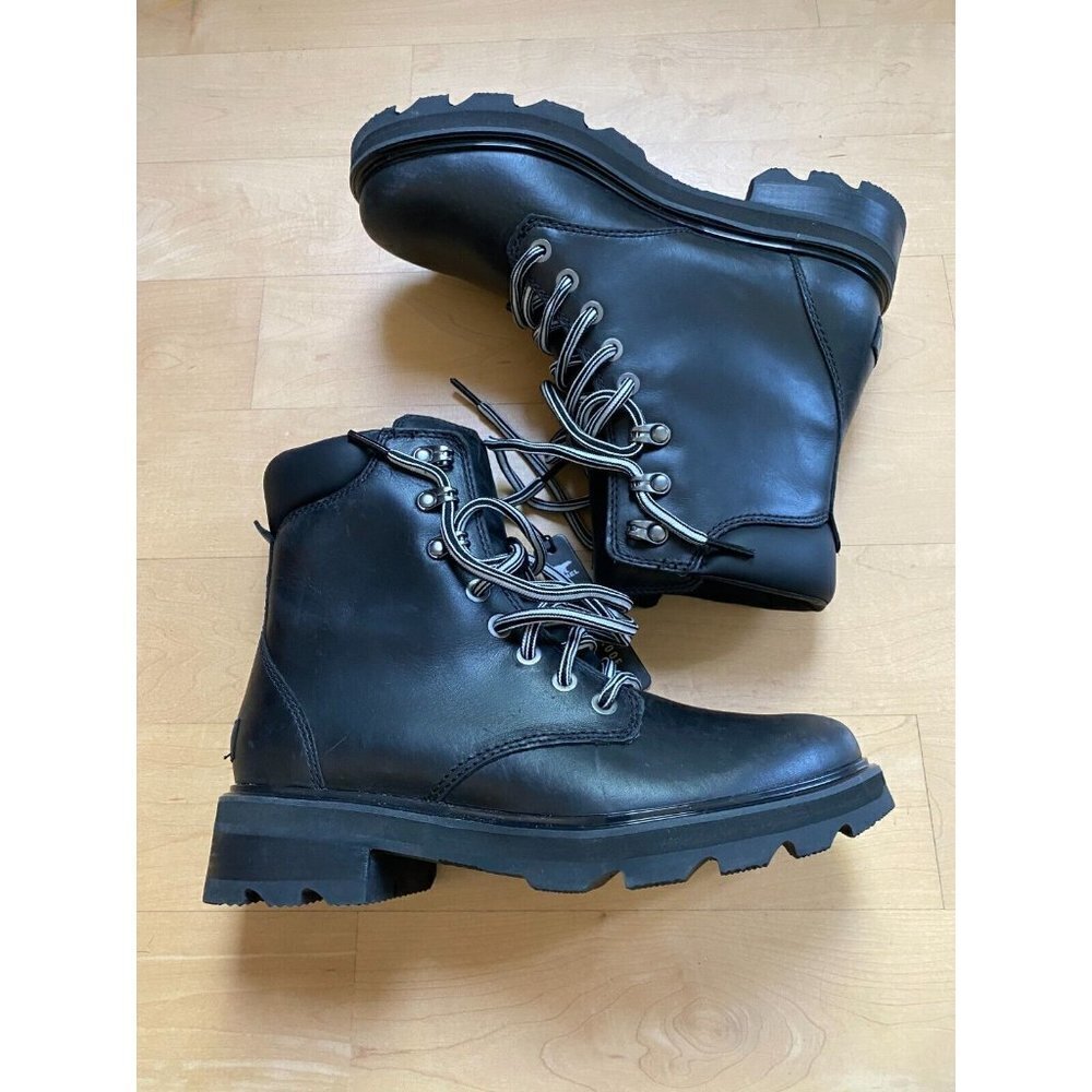 Sorel BNWT "Lennox" black leather lace up boot sz 8 NEW waterproof - Picture 3 of 10